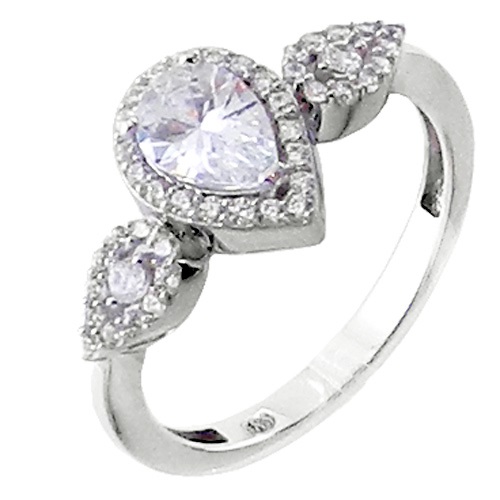 Λευκόχρυσο δαχτυλίδι Κ14 με ζιργκόν