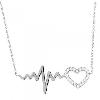 Λευκόχρυσο κολιέ καρδιά Κ14 με ζιργκόν