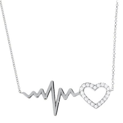 Λευκόχρυσο κολιέ καρδιά Κ14 με ζιργκόν