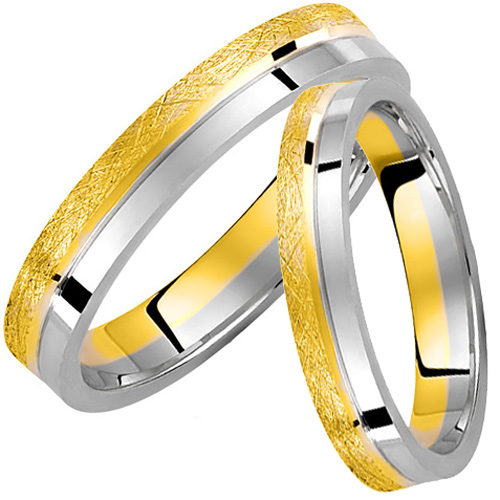 Σετ βέρες από κίτρινο και λευκό χρυσό σε Κ14