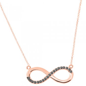 Κολιέ άπειρο από ροζ χρυσό Κ14 με ζιργκόν