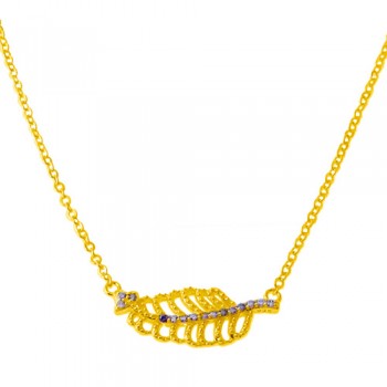 Ασημένιο επιχρυσωμένο κολιέ 925 με ζιργκόν