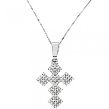 Λευκόχρυσος σταυρός fashion Κ14 με αλυσίδα