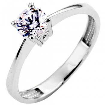Λευκόχρυσο μονόπετρο δαχτυλίδι Κ9 με ζιργκόν
