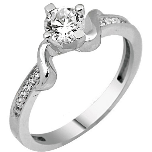 Λευκόχρυσο μονόπετρο δαχτυλίδι Κ9 με ζιργκόν