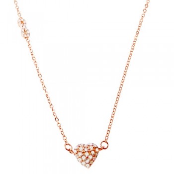 Ασημένιο κολιέ 925 σε ροζ χρώμα με ζιργκόν