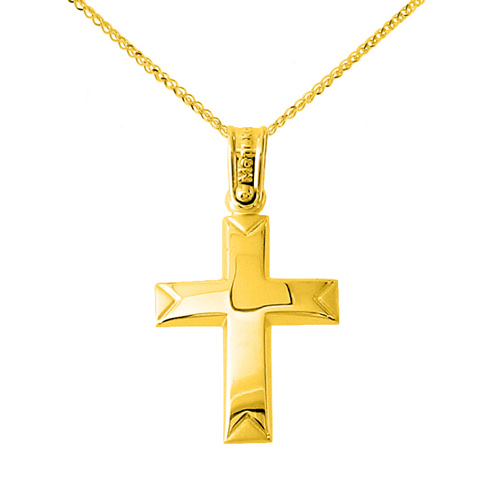 Χρυσός σταυρός Κ14 με αλυσίδα
