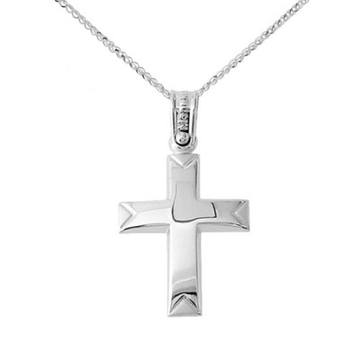 Λευκόχρυσος σταυρός Κ14 με αλυσίδα