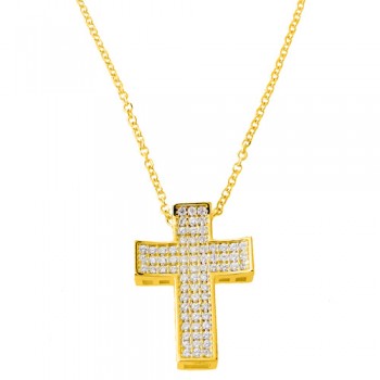 Χρυσός σταυρός Κ14 με αλυσίδα