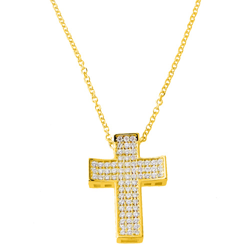 Χρυσός σταυρός Κ14 με αλυσίδα