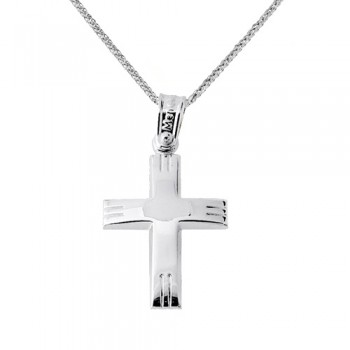 Λευκόχρυσος σταυρός Κ14 με αλυσίδα