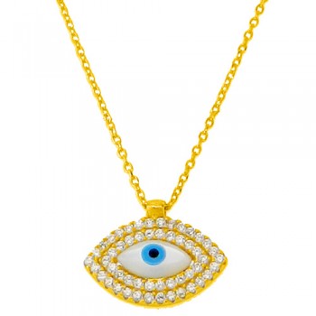 Ασημένιο επιχρυσωμένο κολιέ 925 με ζιργκόν