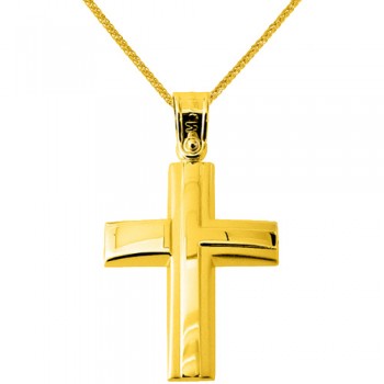 Χρυσός σταυρός Κ14 με αλυσίδα