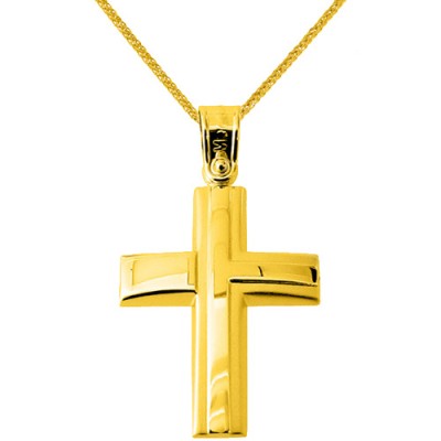 Χρυσός σταυρός Κ14 με αλυσίδα