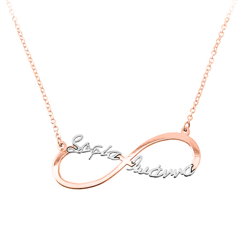 Κολιέ άπειρο-ονόματα από ροζ χρυσό Κ14
