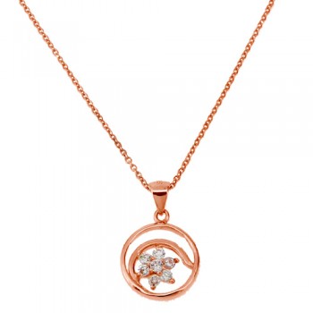 Ασημένιο κολιέ 925 σε ροζ χρώμα με ζιργκόν