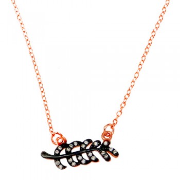 Ασημένιο κολιέ 925 σε ροζ χρώμα με ζιργκόν