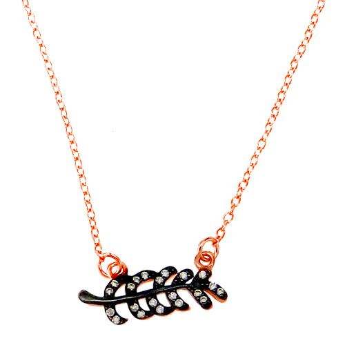 Ασημένιο κολιέ 925 σε ροζ χρώμα με ζιργκόν