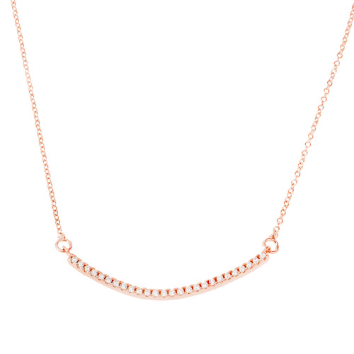 Ασημένιο κολιέ μπάρα 925 σε ροζ χρώμα