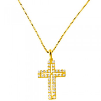 Χρυσός σταυρός fashion Κ14 με αλυσίδα