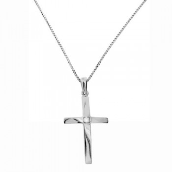 Λευκόχρυσος σταυρός fashion Κ14 με αλυσίδα