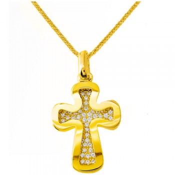 Χρυσός βαπτιστικός σταυρός Κ14 με αλυσίδα