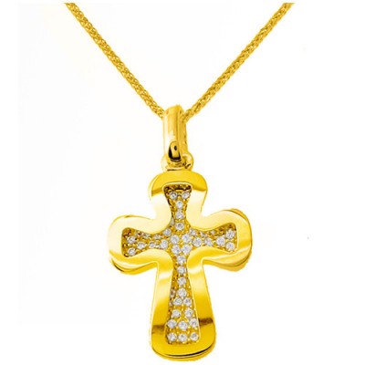 Χρυσός βαπτιστικός σταυρός Κ14 με αλυσίδα
