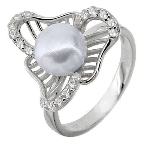 Ασημένιο δαχτυλίδι 925 με μαργαριτάρι και ζιργκόν