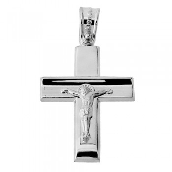 Λευκόχρυσος βαπτιστικός σταυρός Κ14
