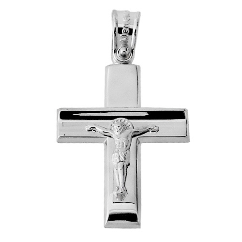 Λευκόχρυσος βαπτιστικός σταυρός Κ14