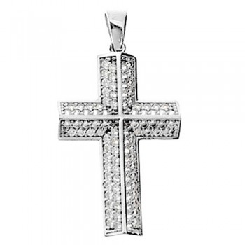 Λευκόχρυσος σταυρός fashion Κ14 με ζιργκόν