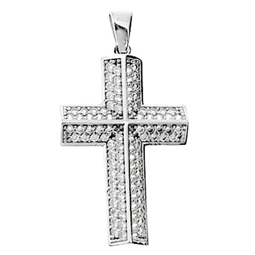 Λευκόχρυσος σταυρός fashion Κ14 με ζιργκόν