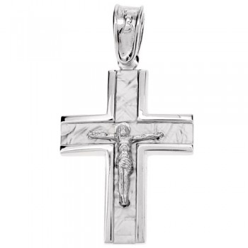 Λευκόχρυσος βαπτιστικός σταυρός Κ9