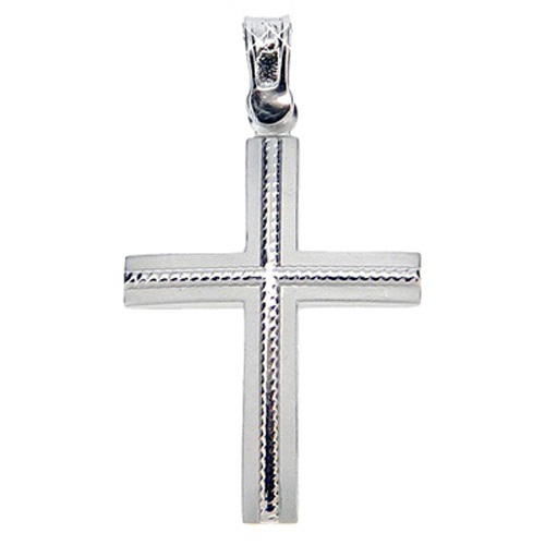 Λευκόχρυσος βαπτιστικός σταυρός Κ9