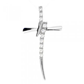 Λευκόχρυσος σταυρός fashion Κ9 με ζιργκόν