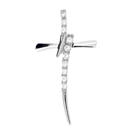 Λευκόχρυσος σταυρός fashion Κ9 με ζιργκόν