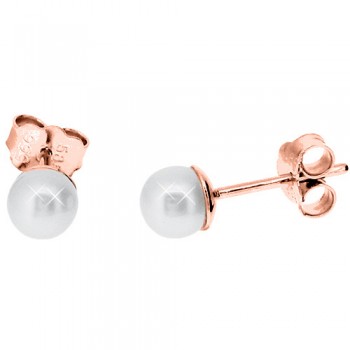 Σκουλαρίκια από ροζ χρυσό Κ14 με μαργαριτάρια