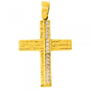 Χρυσός βαπτιστικός σταυρός Κ14 με ζιργκόν