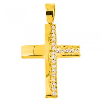 Χρυσός βαπτιστικός σταυρός Κ14 με ζιργκόν