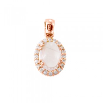 Μενταγιόν από ροζ χρυσό Κ14 με ζιργκόν και χαλαζία