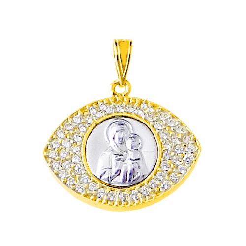 Χρυσό φυλαχτό Κ9 με ζιργκόν