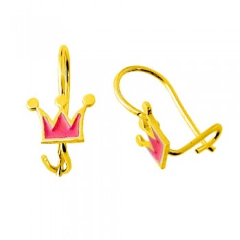 Χρυσά παιδικά σκουλαρίκια Κ9 με σμάλτο