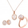 Mini set από ροζ χρυσό Κ14 με ζιργκόν και χαλαζία