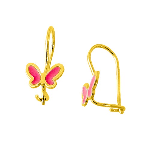 Χρυσά παιδικά σκουλαρίκια Κ9 με σμάλτο