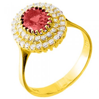 Χρυσό δαχτυλίδι ροζέτα Κ14 με ζιργκόν