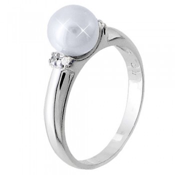 Λευκόχρυσο δαχτυλίδι Κ14 με μαργαριτάρι και ζιργκόν