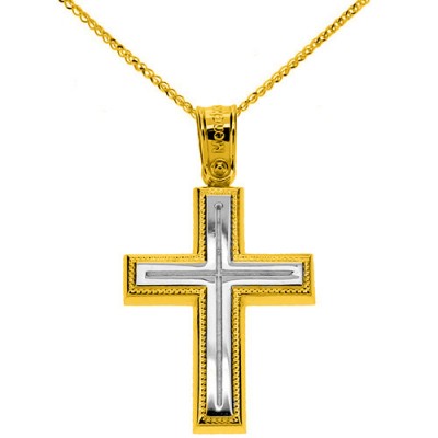 Χρυσός βαπτιστικός σταυρός Κ14 με ζιργκόν