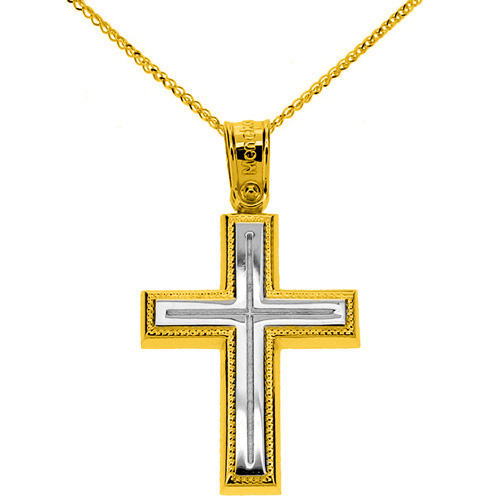 Χρυσός βαπτιστικός σταυρός Κ14 με ζιργκόν