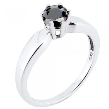 Λευκόχρυσο μονόπετρο δαχτυλίδι Κ14 με ζιργκόν