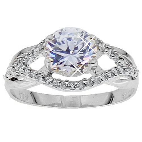 Λευκόχρυσο δαχτυλίδι μονόπετρο Κ14